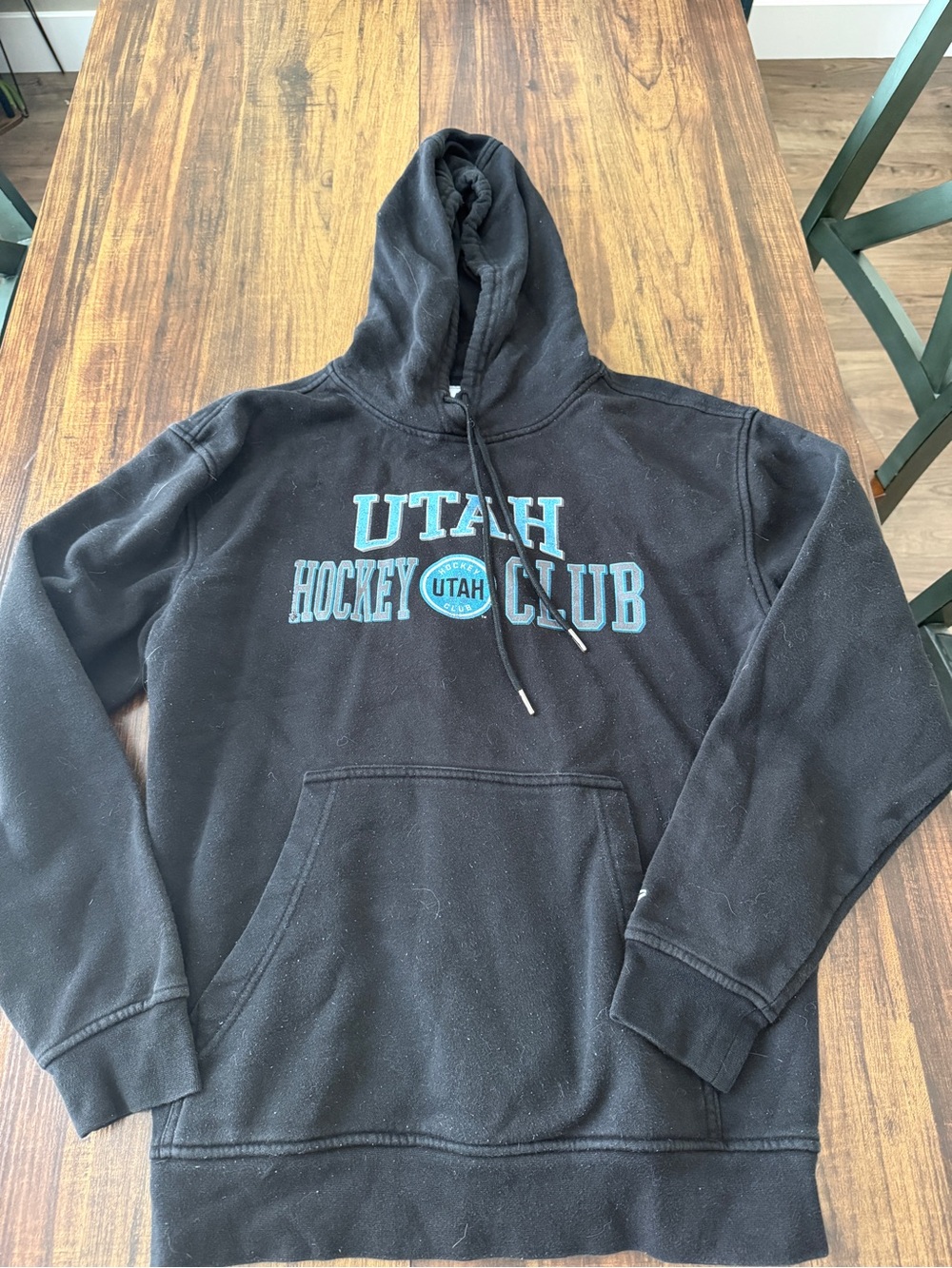 STARTER Black Utah Hockey Club Pullover Hoodie with Teal Logo